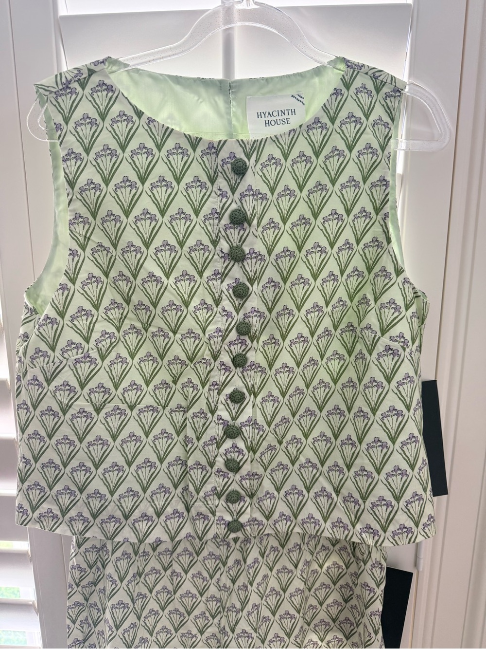 Sleeveless Light Green Printed Wide-Leg set - Picture 4 of 6